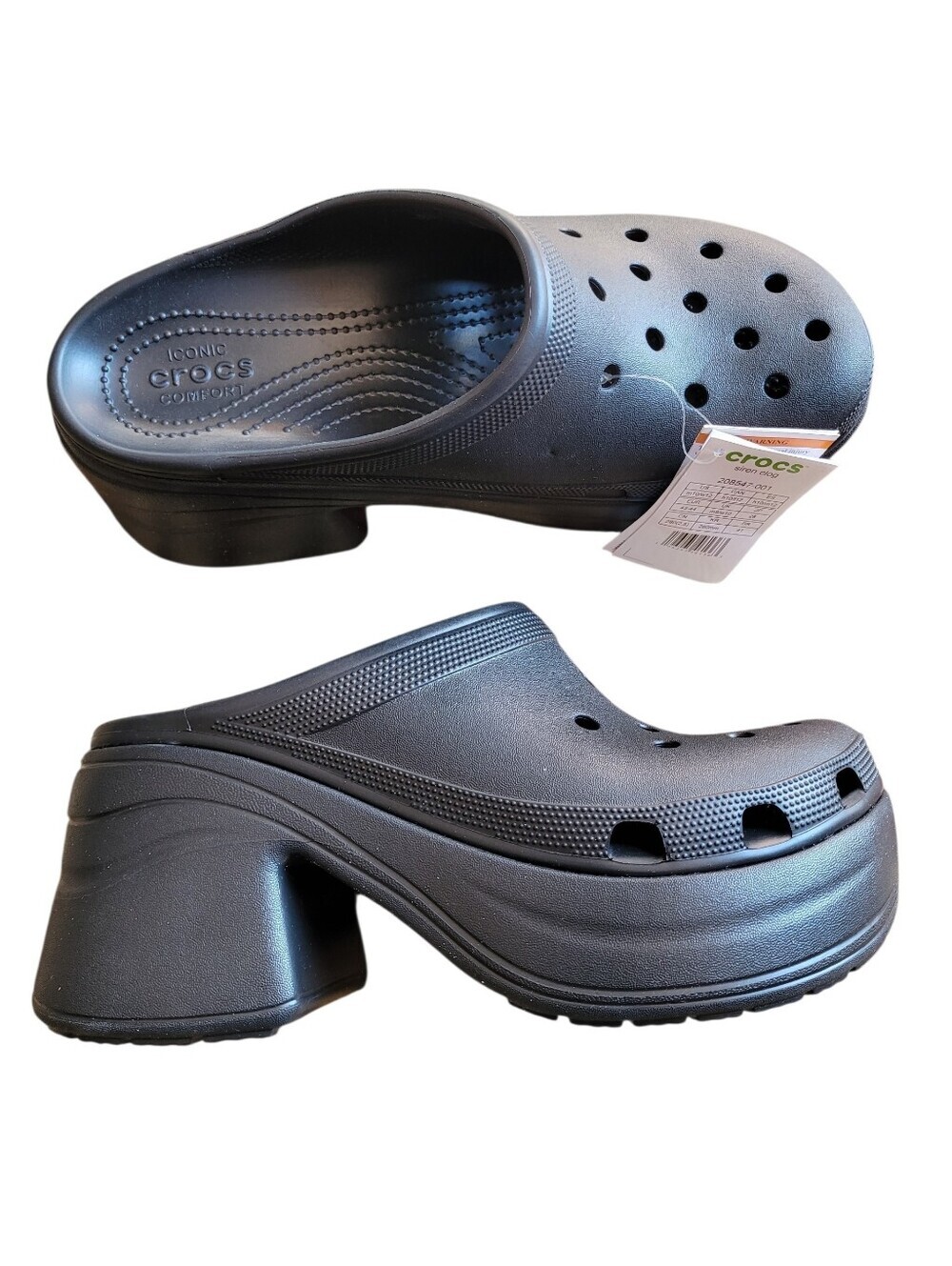 CROCS Siren Chunky Platform Clogs W12 M10 Black NEW